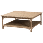 bali & pari Ganit Handwoven Seagrass Coffee Table - Square Center Table with Wrapped Frame and Lower Shelf, Coastal Boho Accent Furniture for Living Room or Lounge